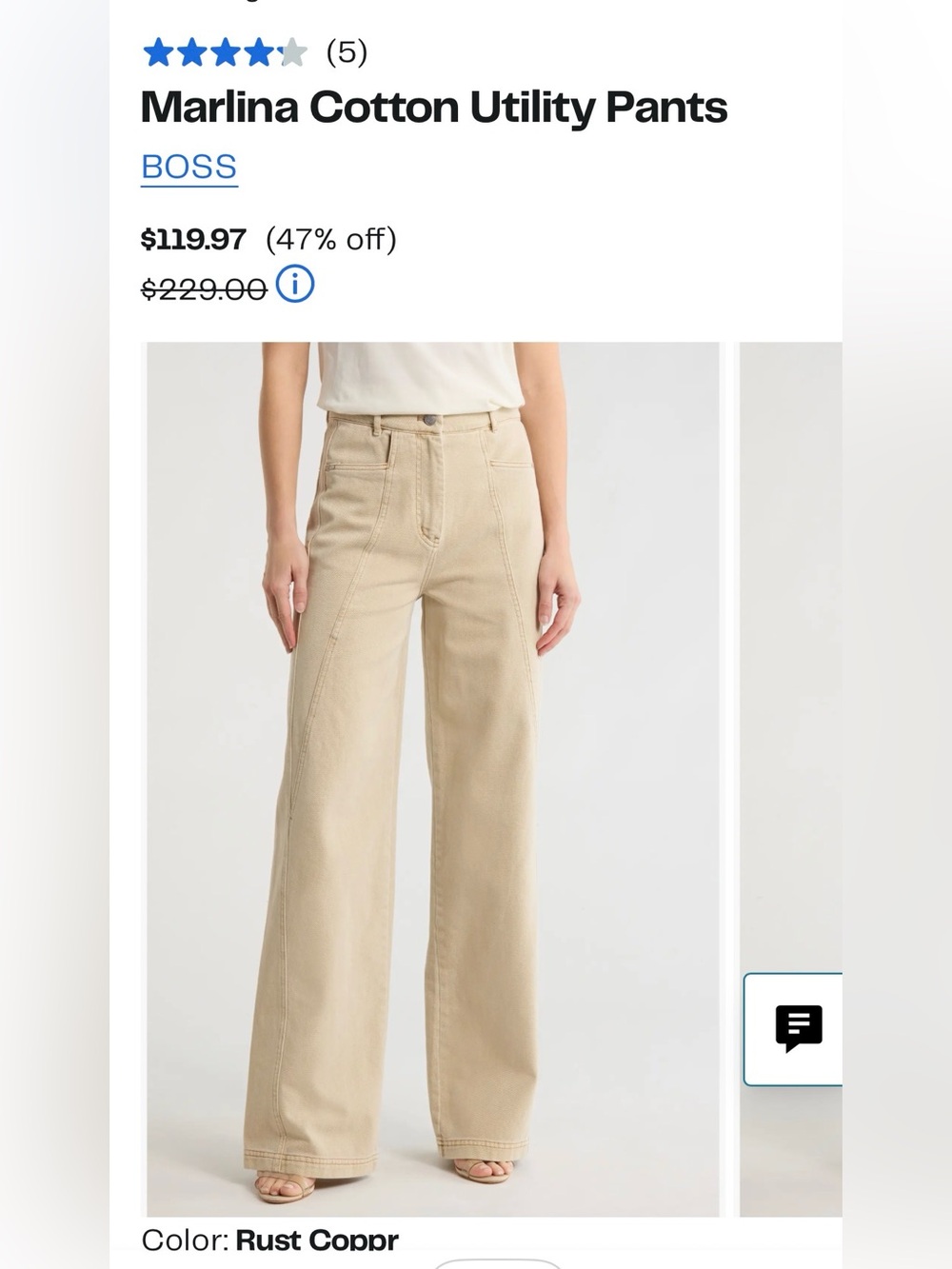 BOSS Marlina Cotton Utility Pants